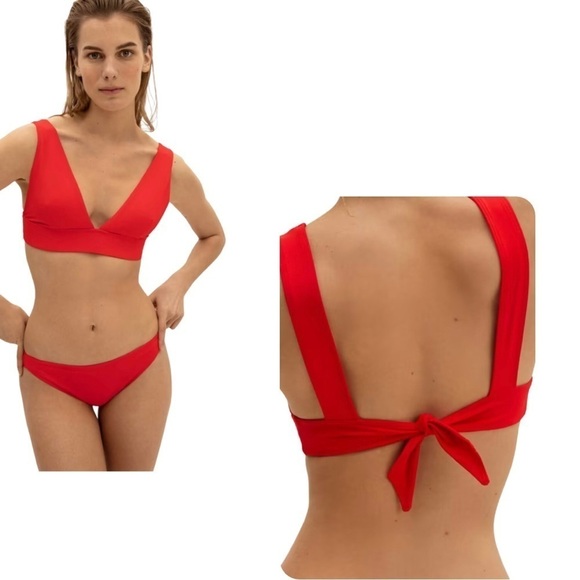 Everlane The Triangle Bikini Top in Bright Red NWT - Picture 1 of 11